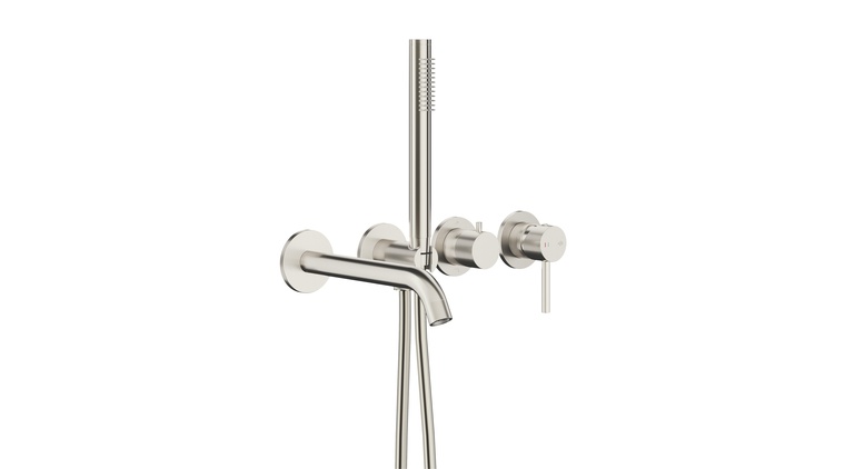 MOZA BRUSHED NICKEL zestaw wannowy podtynkowy z baterią 3-otworową 2-funkcyjną