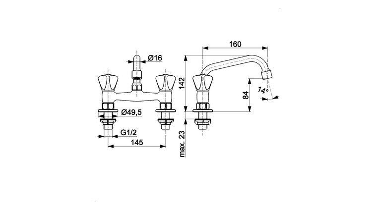 STANDARD bateria dwuuchwytowa, umywalkowa