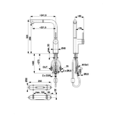 DUERO PURE MOVE bateria kuchenna z funkcją filtracji wody i wyciąganą wylewką, BRUSHED LIGHT GOLD filtr HYDRO+