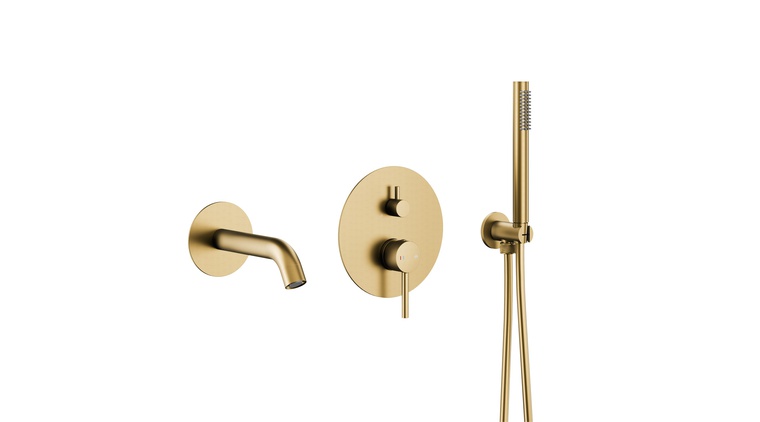 MOZA BRUSHED LIGHT GOLD podtynkowy zestaw wannowy z baterią 3 funkcyjną