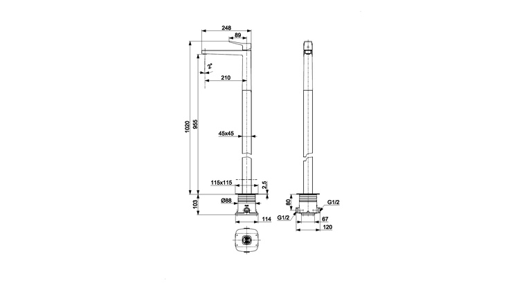 MALAGA BRUSHED LIGHT GOLD bateria umywalkowa wolnostojąca