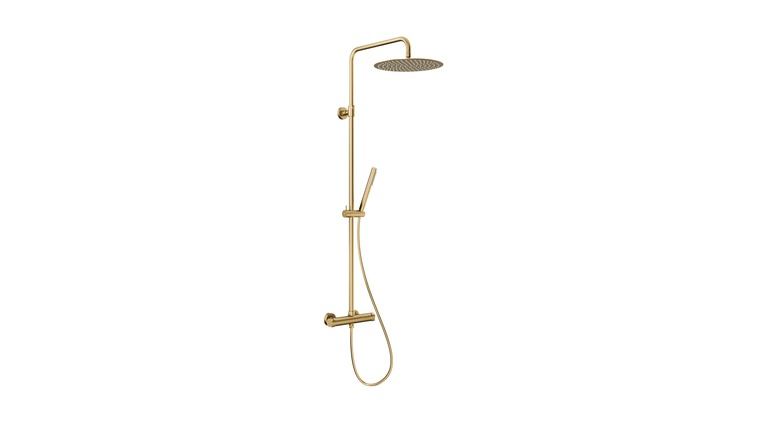 MOZA BRUSHED LIGHT GOLD PREMIUM deszczownia wannowa z baterią termostatyczną
