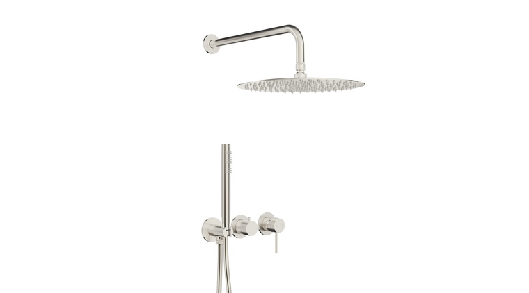 MOZA BRUSHED NICKEL zestaw prysznicowy podtynkowy z baterią 3-otworową 2-funkcyjną