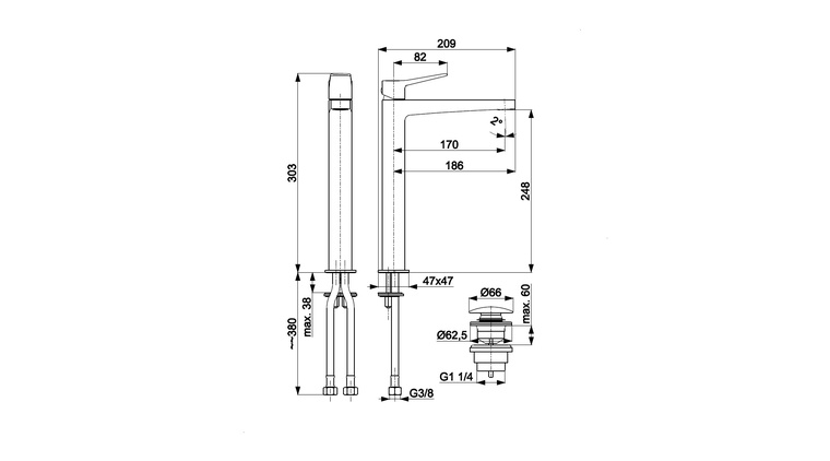 MALAGA BRUSHED LIGHT GOLD bateria umywalkowa nablatowa