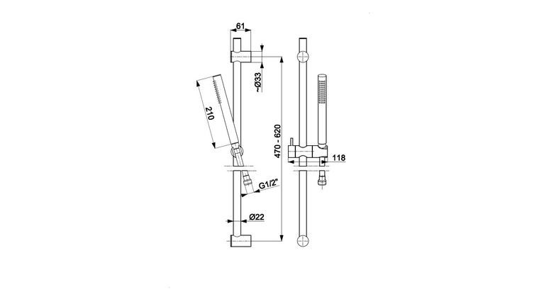 MOZA PREMIUM GUN METAL GREY zestaw prysznicowy przesuwny