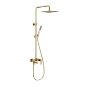 LOGON BRUSHED LIGHT GOLD deszczownia z baterią natryskową i składaną wylewką wannową