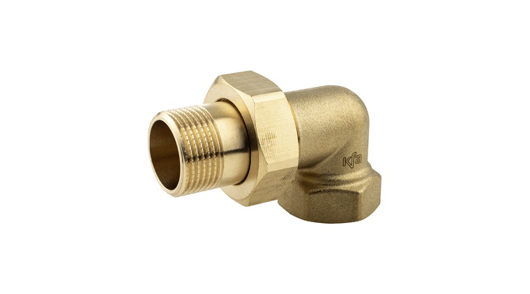 Złączka grzejnikowa, kątowa  ze śrubunkiem 1/2" (oring)