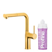 DUERO PURE MOVE bateria kuchenna z funkcją filtracji wody i wyciąganą wylewką, GOLD + zestaw filtrujący PROFINE LILAC "S"