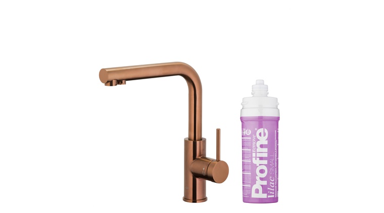 DUERO PURE BASIC bateria kuchenna z funkcją filtracji wody, BRUSHED ROSE GOLD + zestaw filtrujący PROFINE LILAC "S"