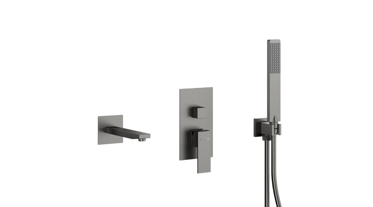 LOGON GUN METAL GREY podtynkowy zestaw wannowy z baterią 3 funkcyjną