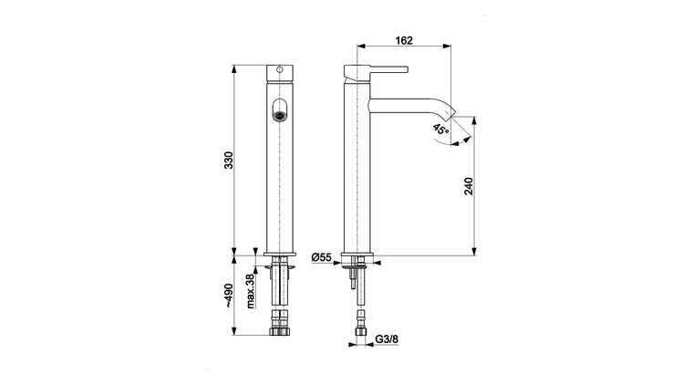 MOZA GUN METAL GREY bateria umywalkowa nablatowa
