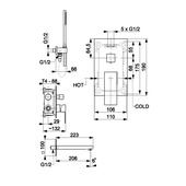 LOGON GUN METAL GREY podtynkowy zestaw wannowy z baterią 3 funkcyjną