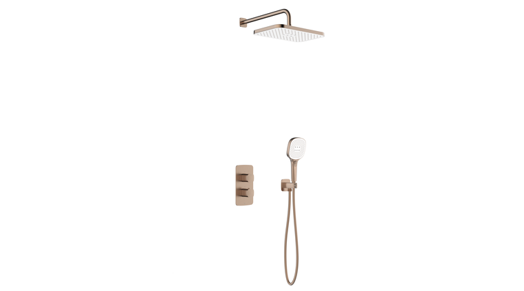 MALAGA BRUSHED ROSE GOLD zestaw podtynkowy z baterią termostatyczną natryskową