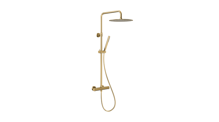 MOZA BRUSHED LIGHT GOLD PREMIUM deszczownia z baterią termostatyczną