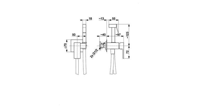 LOGON GUN METAL GREY bateria bidetowa podtynkowa