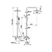 LOGON BRUSHED LIGHT GOLD deszczownia z baterią natryskową i składaną wylewką wannową
