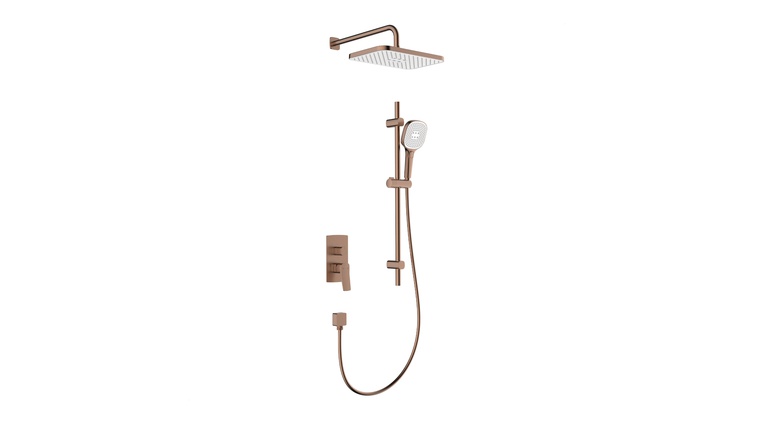 MALAGA BRUSHED ROSE GOLD zestaw podtynkowy z baterią natryskową i natryskiem przesuwnym