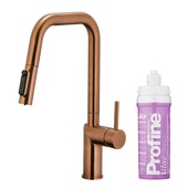 DUERO PURE STYLE bateria kuchenna z funkcją filtracji wody i wyciąganą wylewką, BRUSHED ROSE GOLD + zestaw filtrujący PROFINE LILAC "S"