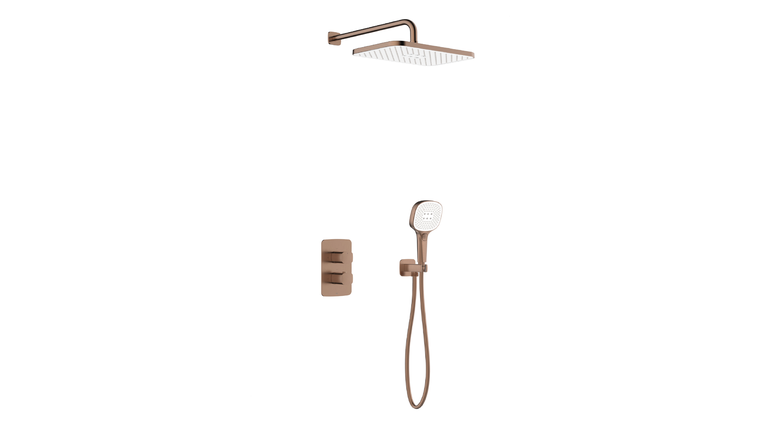 MALAGA BRUSHED ROSE GOLD zestaw podtynkowy z baterią termostatyczną natryskową