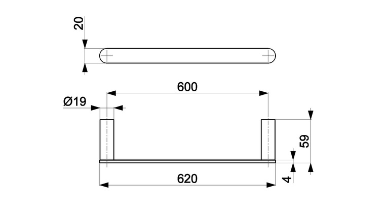 Wieszak ręcznikowy 60 cm GUN METAL GREY