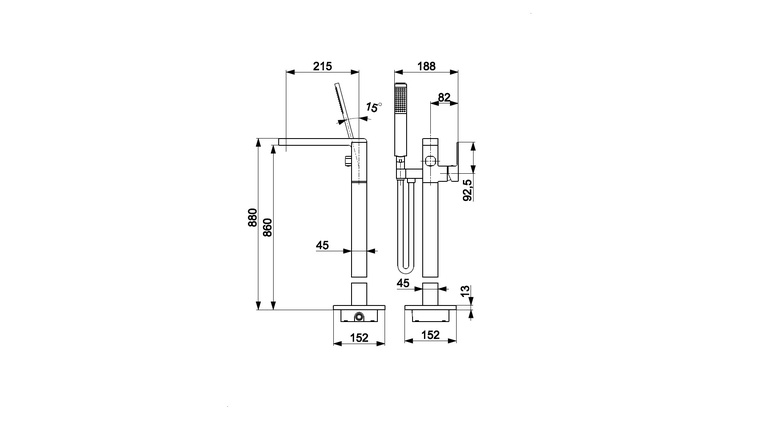 LOGON BRUSHED ROSE GOLD bateria wannowa wolnostojąca