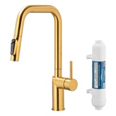 DUERO PURE STYLE bateria kuchenna z funkcją filtracji wody i wyciąganą wylewką, GOLD filtr HYDRO+