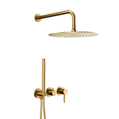 MOZA BRUSHED GOLD zestaw prysznicowy podtynkowy z baterią 3-otworową 2-funkcyjną