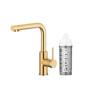 DUERO PURE BASIC bateria kuchenna z funkcją filtracji wody, BRUSHED LIGHT GOLD + zestaw filtrujący PROFINE SILVER "S"