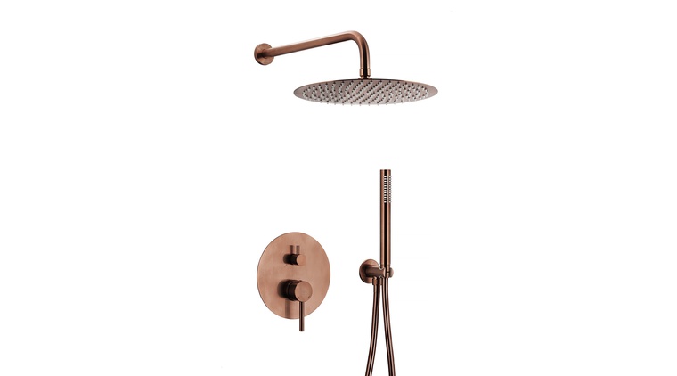 MOZA BRUSHED ROSE GOLD zestaw natryskowy podtynkowy z baterią 3 funkcyjną