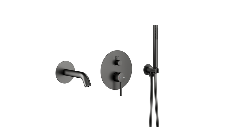 MOZA GUN METAL GREY podtynkowy zestaw wannowy z baterią 3 funkcyjną