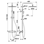 MOZA BRUSHED LIGHT GOLD PREMIUM deszczownia wannowa z baterią termostatyczną