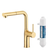 DUERO PURE MOVE bateria kuchenna z funkcją filtracji wody i wyciąganą wylewką, BRUSHED LIGHT GOLD filtr HYDRO+