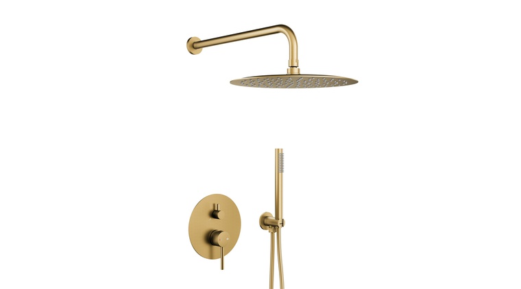 MOZA BRUSHED LIGHT GOLD zestaw natryskowy podtynkowy z baterią 3 funkcyjną