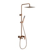 LOGON BRUSHED ROSE GOLD deszczownia z baterią natryskową i składaną wylewką wannową
