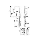DUERO PURE STYLE bateria kuchenna z funkcją filtracji wody i wyciąganą wylewką, BRUSHED LIGHT GOLD + zestaw filtrujący PROFINE LILAC "S"