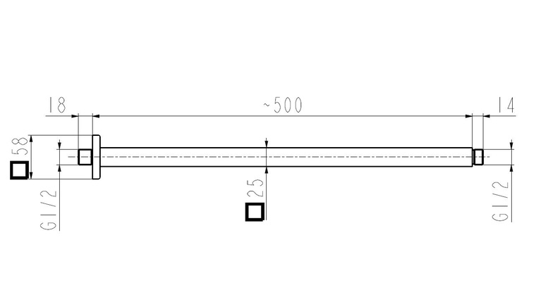 ramię natrysku sufitowego do głowicy natryskowej kwadratowy L=500