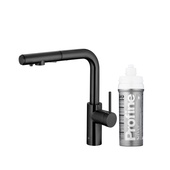 DUERO PURE BASIC bateria kuchenna z funkcją filtracji wody i wyciąganą wylewką, BLACK + zestaw filtrujący PROFINE SILVER "S"