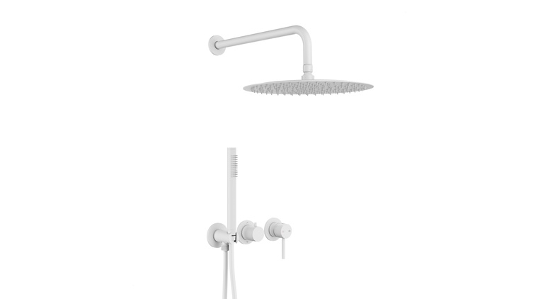 MOZA WHITE zestaw prysznicowy podtynkowy z baterią 3-otworową 2-funkcyjną