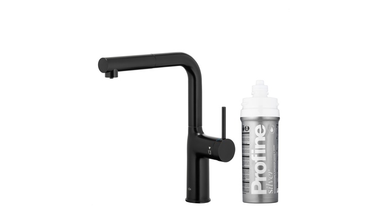 DUERO PURE MOVE bateria kuchenna z funkcją filtracji wody i wyciąganą wylewką, BLACK + zestaw filtrujący PROFINE SILVER "S"
