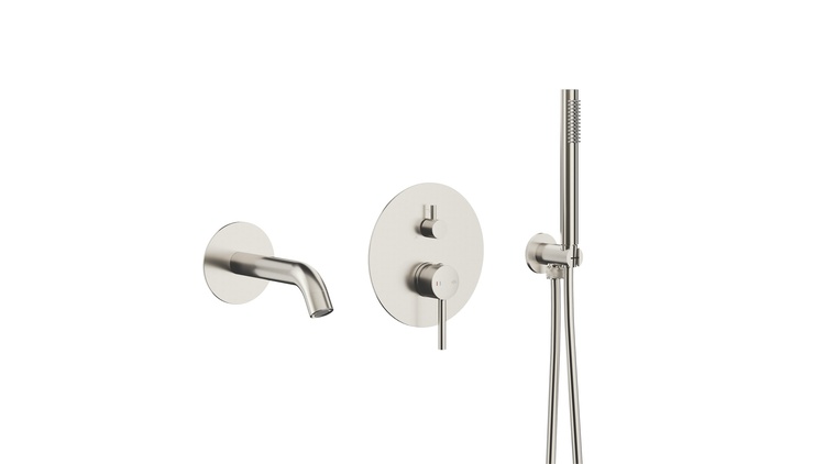 MOZA BRUSHED NICKEL podtynkowy zestaw wannowy z baterią 3 funkcyjną