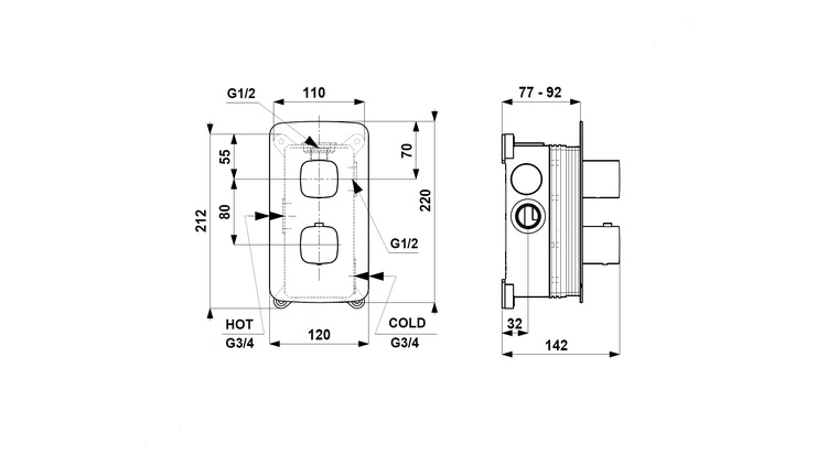 MALAGA BRUSHED LIGHT GOLD bateria termostatyczna podtynkowa
