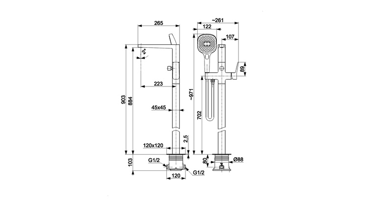 MALAGA BRUSHED LIGHT GOLD bateria wannowa wolnostojąca