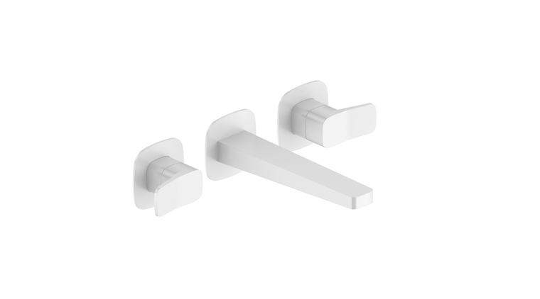 MALAGA WHITE bateria umywalkowa 3-otworowa ścienna