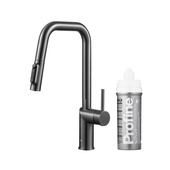 DUERO PURE STYLE bateria kuchenna z funkcją filtracji wody i wyciąganą wylewką, GUN METAL GREY + zestaw filtrujący PROFINE SILVER "S"