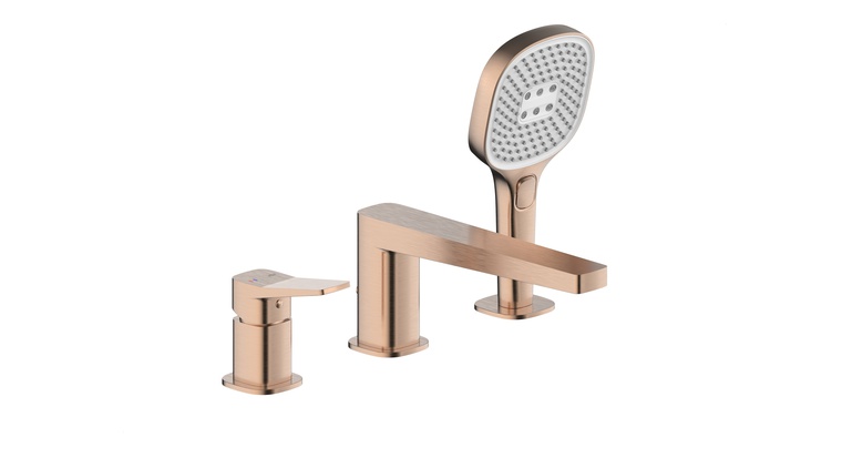 MALAGA BRUSHED ROSE GOLD bateria wannowa 3-otworowa