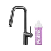 DUERO PURE STYLE bateria kuchenna z funkcją filtracji wody i wyciąganą wylewką, GUN METAL GREY + zestaw filtrujący PROFINE LILAC "S"