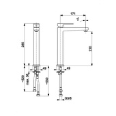 LOGON GUN METAL GREY bateria umywalkowa nablatowa