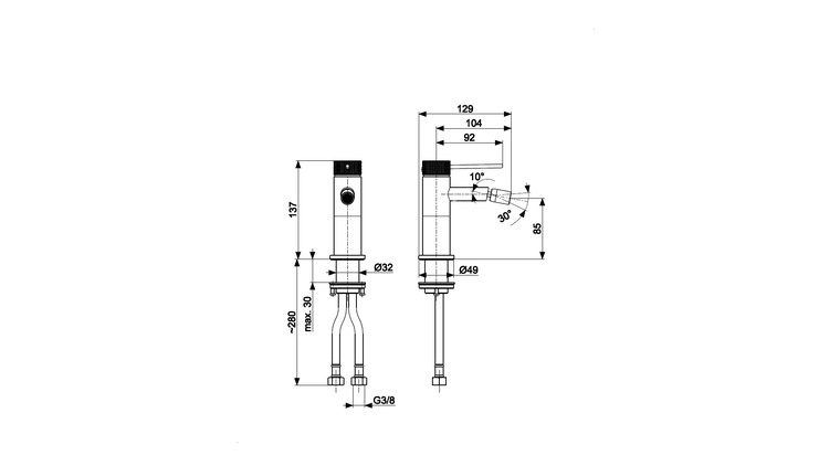 MOZA 316L bateria bidetowa
