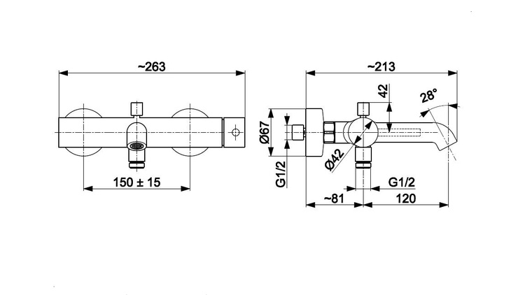 MOZA GUN METAL GREY bateria wannowa pozioma
