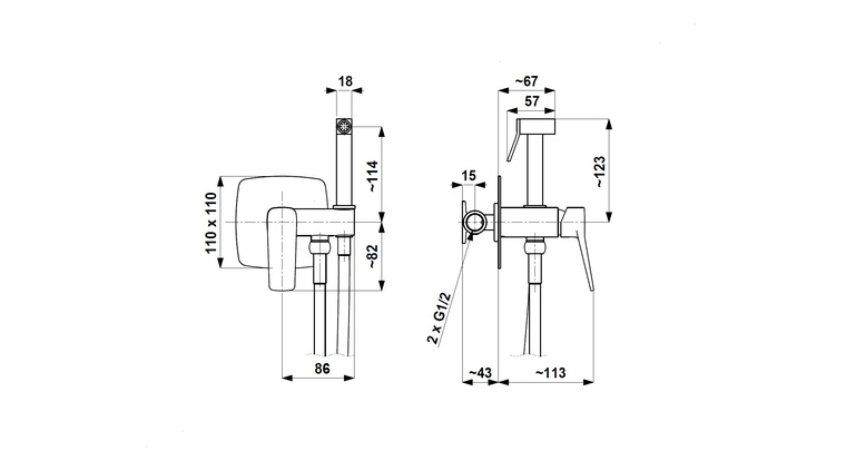 MALAGA BRUSHED LIGHT GOLD bateria bidetowa podtynkowa